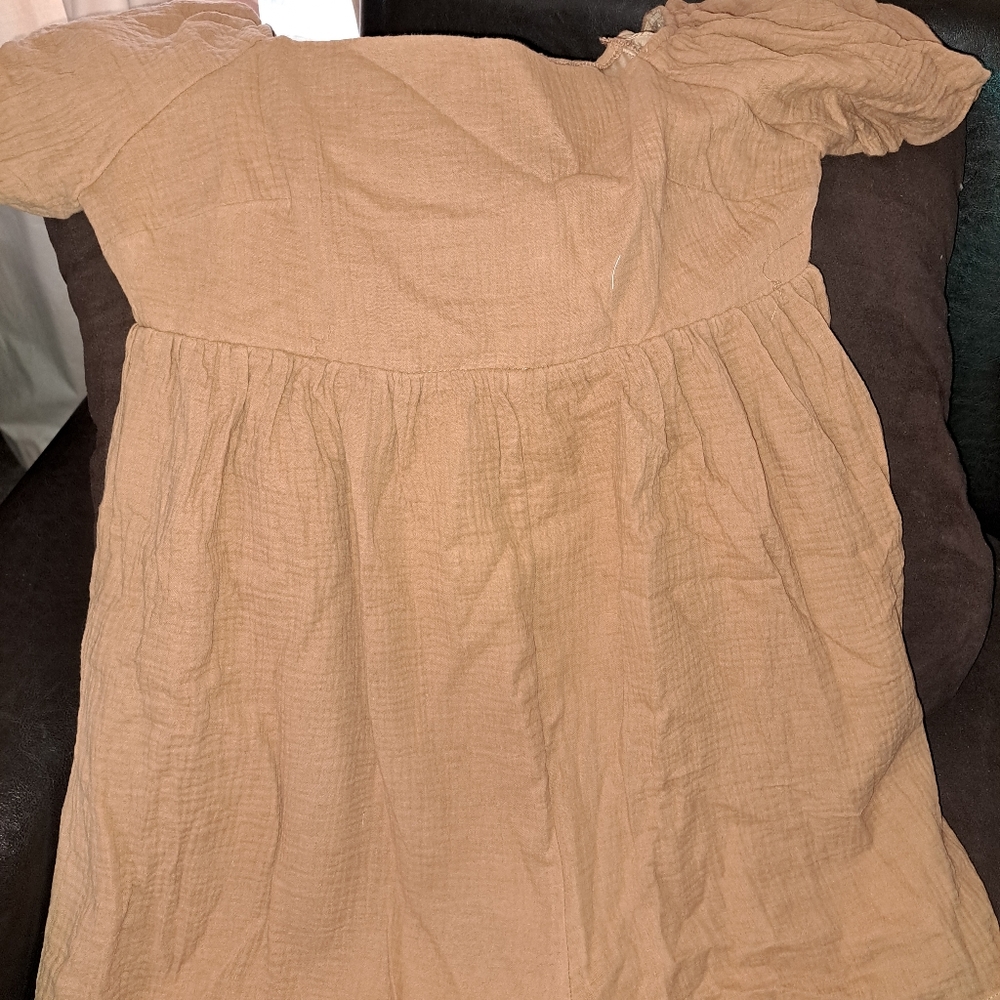 Brown Square neck romper